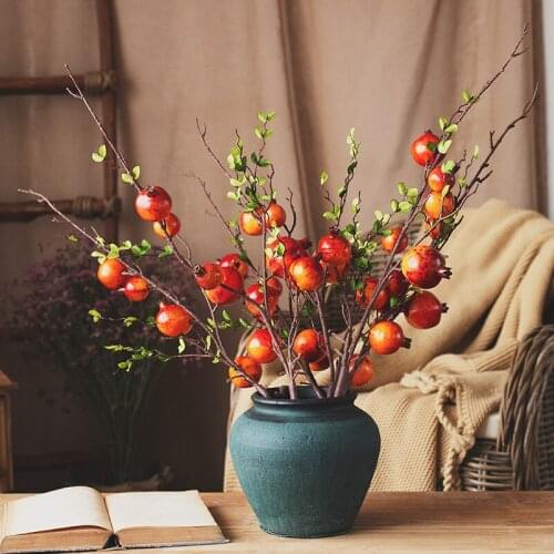 Simulation Pomegranate 6 Fruits Per Branch Fruit Branches Artificial Flower Home Living Room Decoration Ornaments