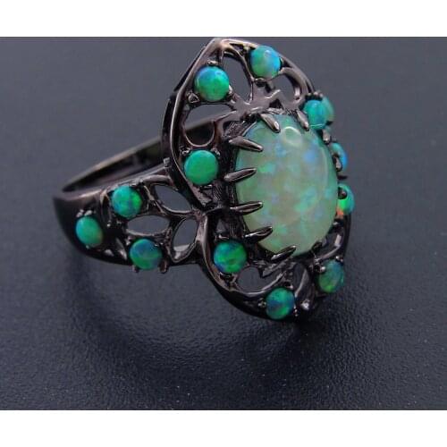 Fine Opal Jewelry 100% 925 Sterling Silver Ring with Fire Opal Ring Women Rings for Wedding party Engagement Size 6/7/8/10