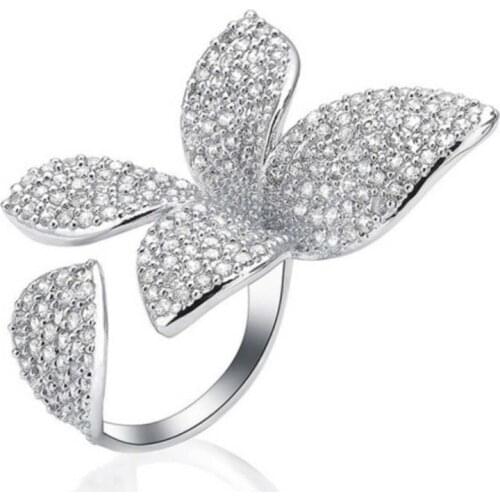 Popular Cute Princess Style Crystal Butterfly Womens Open Ring For Weed Accessories Adjustable Ring Jewelry 2020