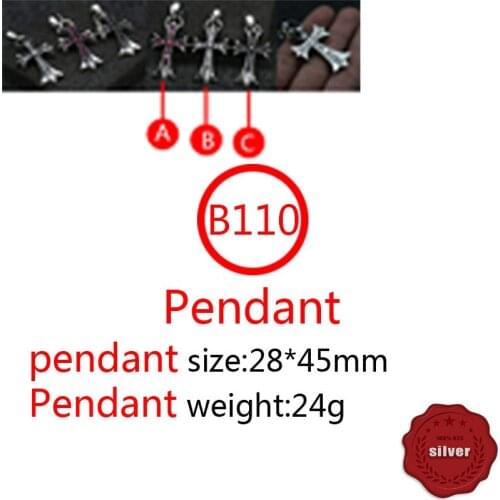 B110 S925 sterling silver pendant jewelry retro same style popular cross flower hip hop punk style gift for lover new hot