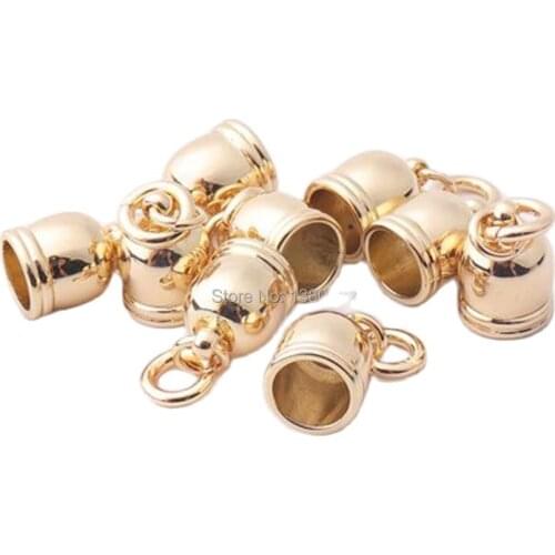 10pcs/lot Gold color Metal End Caps Round Cord End Clasps Connectors for rope Tassel Jewelry Making