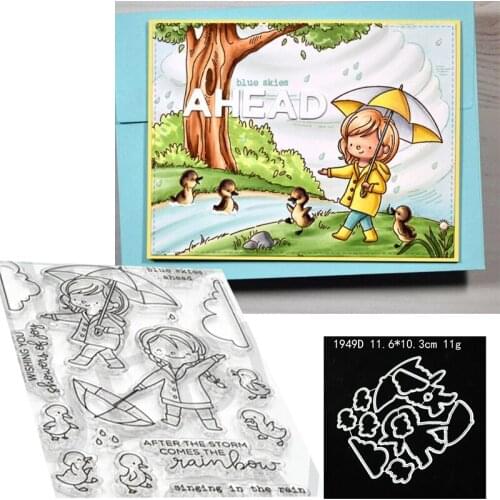 Umbrella Girl Duckling Metal Cutting Dies and Stamps DIY Scrapbook Photo Album Decorative Embossing Paper Cards New 2021