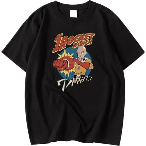 Fashion Brand Male Tee Shirts Spring Summer Tee Shirts 1Rpcket Puncn Japan Anime Printing Tops Crewneck Breathable Tshirt Men