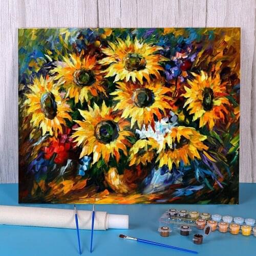 Sunflowers Paint By Numbers Kit Oil Paints 40*50 Picture By Numbers Photo New Design For Children Wholesale For Handiwork