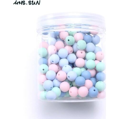 MHS.SUN DIY Loose silicone beads box set accessories food grade teething round beads for nursing infant baby show gift toy