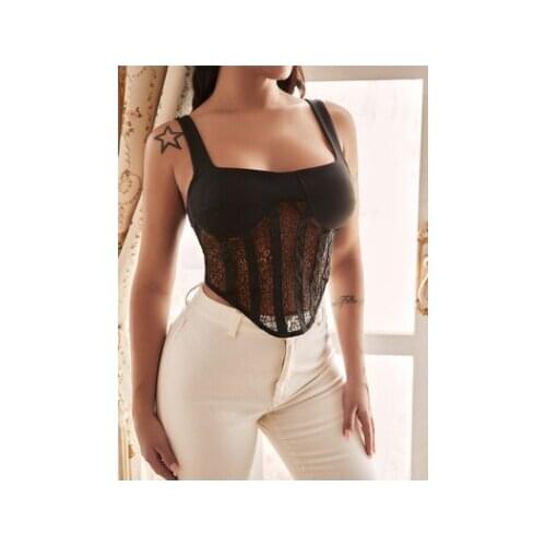 Newly Listed Ladies Lace Herringbone Vest Solid Color Square Neck Sleeveless Pullover Halter CamisoleTravel Shopping And Dating