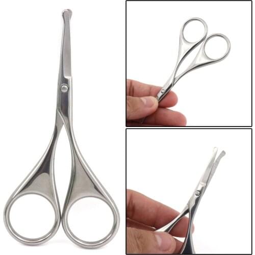 Round Head Nose Hair Scissors Cutter Trimmer with Safety Tips brand new Sharp edge Stainless steel Nose Mustache Makeup Scissors