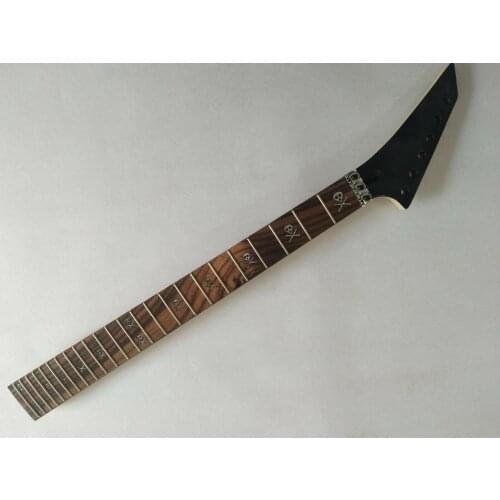 Reverse Head 24 Frets Maple Electric Guitar Neck Replacement Rosewood Fingerboard Locking Nut Gloss
