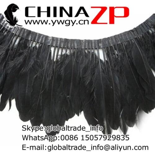 Wholesale in CHINAZP Factory 10yards/lot Exporting Quality Dyed Black Goose Nagoire and Satinettes Feather Fringe Trim