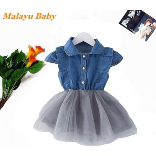 Baby girl dress new summer doll collar mesh stitching baby princess dress cute girl Vestidos 0-2 years old baby clothing