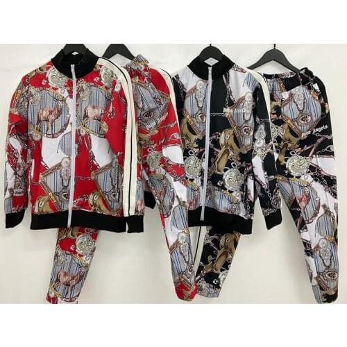 Palm angels Street printing hip-hop Popular fashion personality all-match simple striped running casual Mens Sets 456456