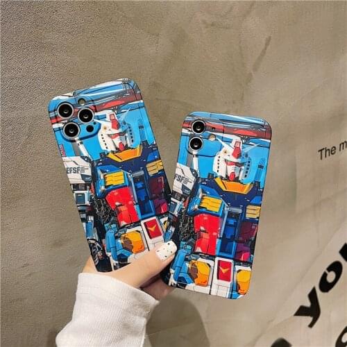 Hot Japan Anime GUNDAM Robot Phone Case For iPhone 12 11 Pro X XS Max XR 8 7 Plus Cartoon Soft IMD Cover
