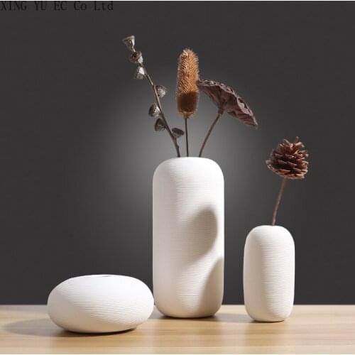 Simple White Ceramic Vase Decoration Chinese Flower Arrangement Dried Flower Accessories Living Room Coffee Table Decoration