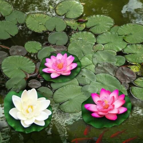 Pond Decoration Plants 4 Inch Artificial Floating Lotus Flowers Water Ponds Foam Lotus Leaf Fake Lily Pad Floating Pool Home