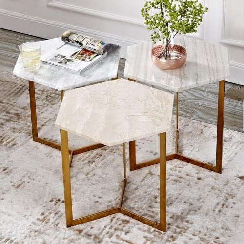 Hexxagon Side-tables Natural Marble Coffee tables Creative DIY Tea Table End tables Veranda Garden tables