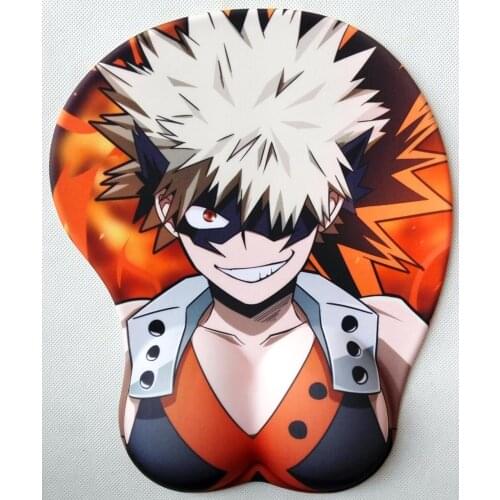 2019 new version Japanese anime silicone 3d mouse pad Lycra fabric wristbands Cartoon Creative sexy mouse pad Chest mouse pad