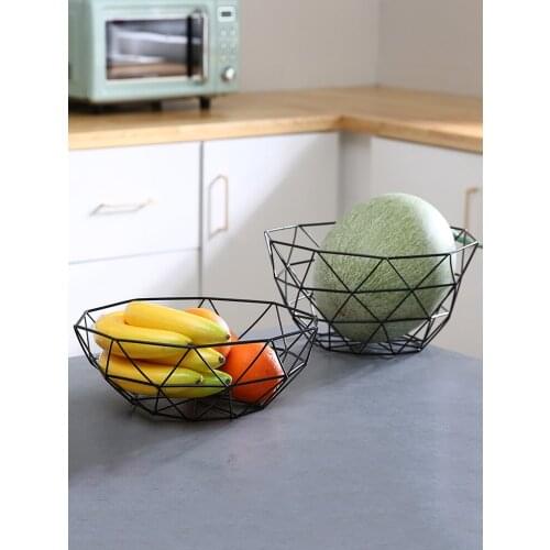 Nordic wrought iron fruit basket creative storage drain basket home living room coffee table fruit tray hollow fruit bowl