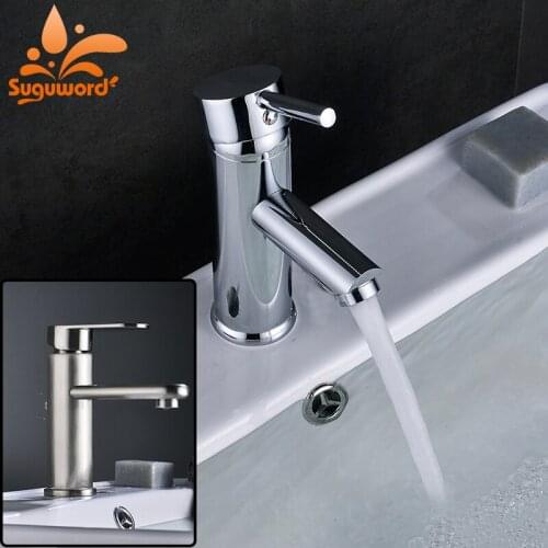 New Style Bathroom Sink Faucet Brushed Nickel Chrome Single Handle Faucet Hot and Cold Water Mixer Taps Torneira Touch Faucets