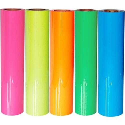 SUNICE Heat Transfer Film For Clothes PVC Fluorescent Iron On Vinyl HTV Garment T-shirt Festival DIY Heated Press Sticker Bags