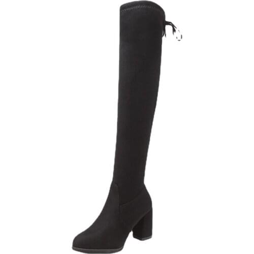 YSHUNIJ Winter 2021 New European and American pointed over-the-knee boots elastic Martin boots pile-up pillow-top womens boots