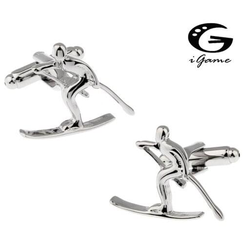 Factory Price Retail For Men Copper Material White Colour Skiing Style Cuff Links