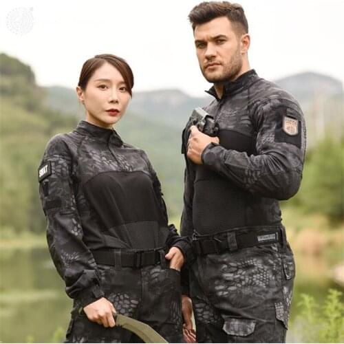 Womens Outdoor Tactical Hiking T-Shirts Male Military Uniform Couples Long Sleeve Hunting Climbing Shirt Airsoft Clothes