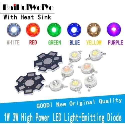 10PCS/LOT 1W 3W High Power LED Light-Emitting Diode LEDs Chip SMD White Red Green Blue Yellow For SpotLight Downlight Lamp Bulb