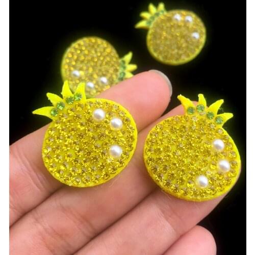 20pcs Fruit Pineapple Patches Rhinestone Pearl Crafts Supplies Hair Bow Making Supplies DIY Flat Back Resins for Hair Bows
