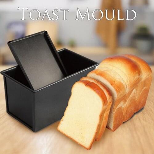 2020 NEW 450g Toast Bread Baking Mould With Cover Non-stick Durable Long Square Bread Cake Bakeware Pan Ktichen Baking Tools