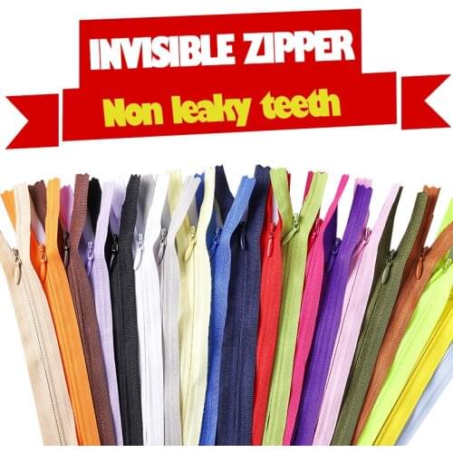 3# 7pcs auto lock closed-end invisible zippers nylon 18/25/30/40/50/60/70cm for dress skirt pants garment bags