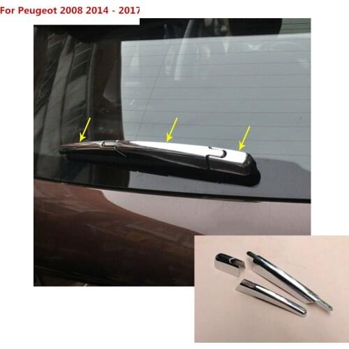 Car detector styling ABS chrome rear back glass wiper nozzle cover frame trim tail window For Peugeot 2008 2014 2015 2016 2017