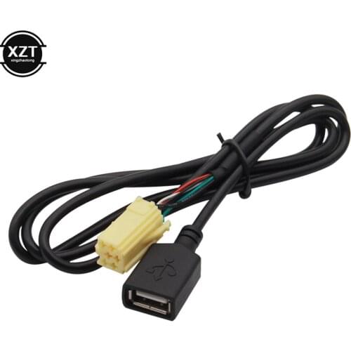 Car MINI-ISO 6 Pin Connector Plug Black USB Adapter Cable AUX Function For Fiat 500 Ducato Doblo Grande Punto 2007