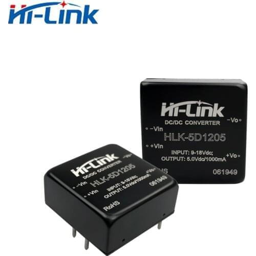 Free Ship 2pcs/lot 9-18V Input to 5W 5V 1A step down isolated dc dc converter module HLK-5D1205