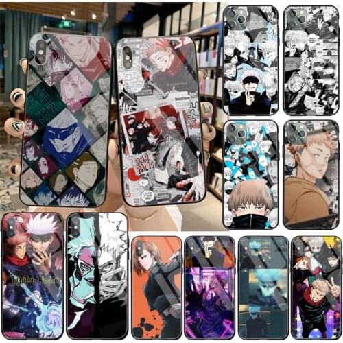 Anime Jujutsu Kaisen Gojo Phone Case Tempered Glass For iPhone 12 pro max mini 11 Pro XR XS MAX 8 X 7 6S 6 Plus SE 2020 case