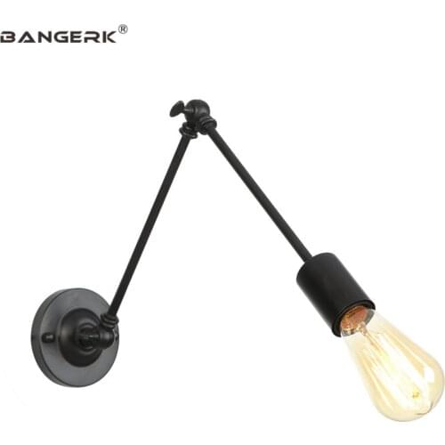 Black Long Arm LED Wall Lamp Loft Decor Vintage Edison Sconce Wall Lights Telescopic Folding Bedroom Home Lighting Luminaire