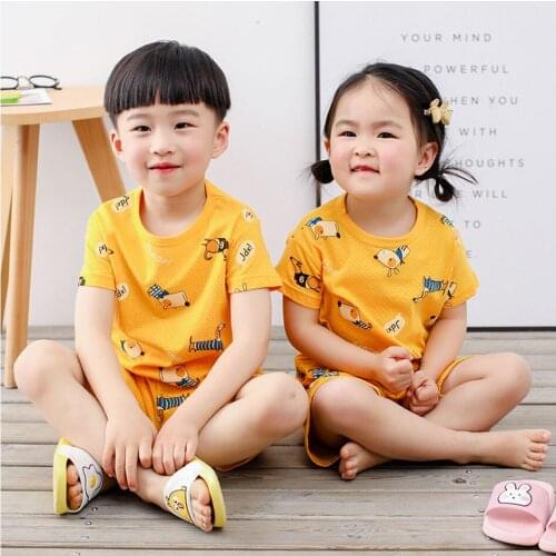 Baby Kids Pajamas Sets Cotton Boys Sleepwear Suits Girls Pyjamas Short Sleeve Pijamas Children Clothing Summer Nightwear Outfits