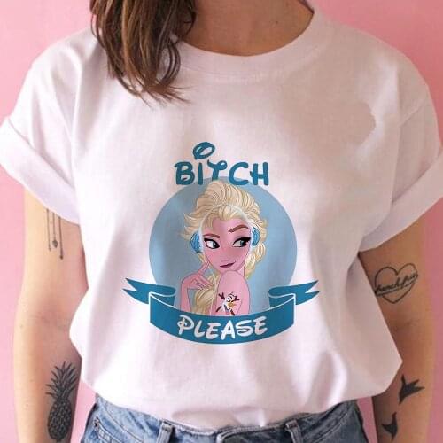 T-Shirt Princesses Disney Bad Girl Women Tee Shirt Pull Aesthetic Ropa Summer Womens Clothing Cartoon Short Sleeve Fashion 2021