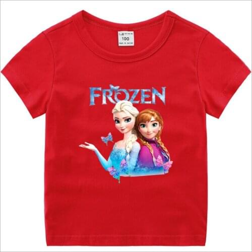 Disney Frozen Elsa childrens summer short sleeve T-shirt girls base coat half sleeve T-shirt childrens top
