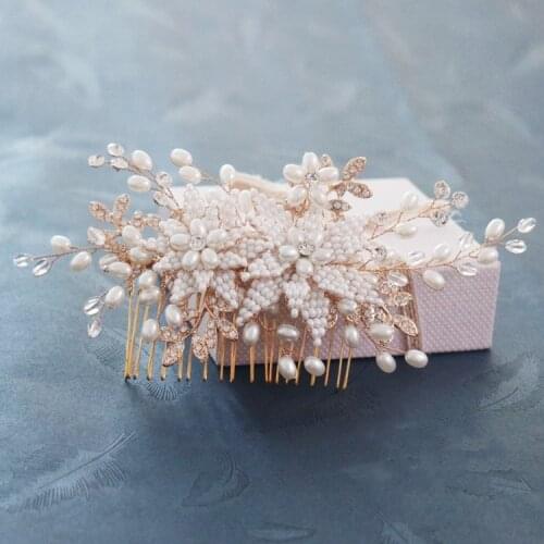 Handmade Copper Leaf Zircon Hair Comb Cubic Zircon Combs CZ Bride Hair Jewelry Wedding Hair Accessories Bijoux Cheveux WIGO1348