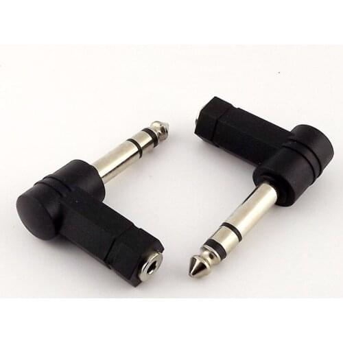 3.5mm TRS Connector Converter AUX Headphone Cable 90 Degrees 3.5 to 6.35/6.5mm 1/4" Mono Jack Stereo Speaker Audio Adapter Plug