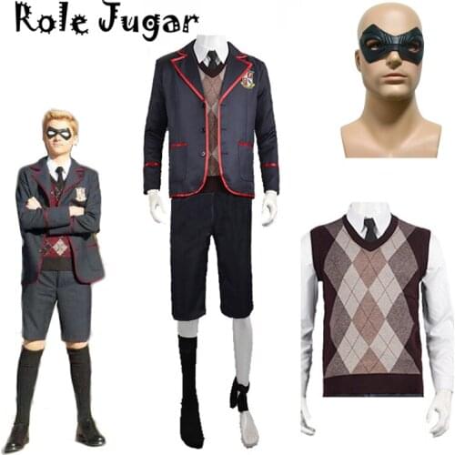 The Umbrella Academy Cosplay Costume Men School Uniform Coat Sweater Pants Shirt Suit Christmas Carnival Costume S-3XL C145M27