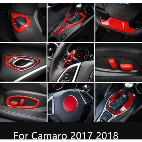 Red ABS Decoration Navigation Screen Doors Handle Gear Frame For Chevrolet Camaro 2017 2018 AAA035A