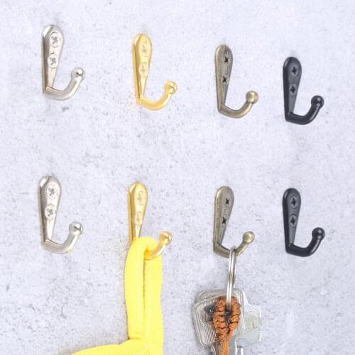 5sets Hooks Wall Mounted Hanger w/screws Black/Gold/Silver/Antique bronze Coat/Key/Bag/Towel/Hat Holder Decor Bathroom Kitchen