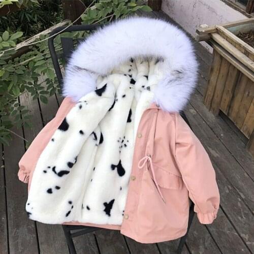 -30 New Fashion Children Winter Jacket Girl Parkas Kids Warm Thick faux Fur coat Hooded fur Cotton coat Leopard girl clothing