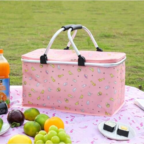 Multifunctional picnic basket, heat preservation and cooling, large capacity storage basket, outdoor outing, folding storage bag