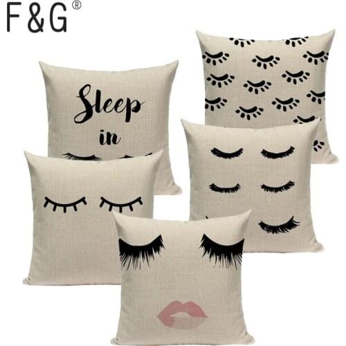Fashion High Quality Eyelash Cushions Cover Heart Home Decor Linen Pillow Cover Decorative Car Sofa Throw Pillows Pillowcase