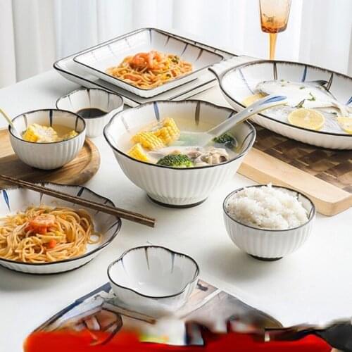 Japanese Bowl and Chopsticks Tableware Bowl and Plates Set Household Bowl Plate Bowl Set Ceramic Bowl Simple