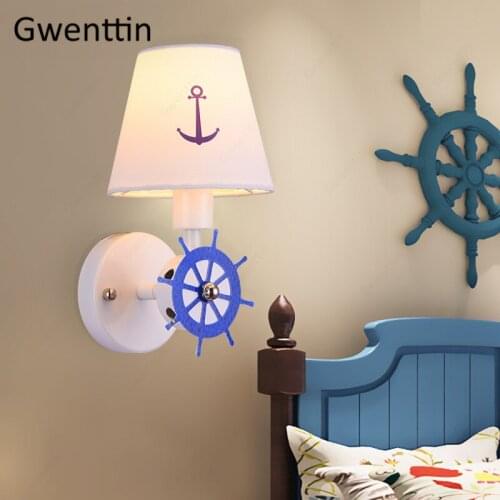 Pirate Ship Rudder Wall Lamp Mediterranean Wall Light for Childrens Room Home Decor Sconces Modern Led Light Fixtures Luminaire