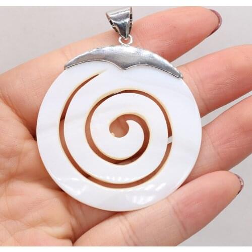 Natural Stone Shell Pendant Exquisite Circle-Shaped Charms For Jewelry Making Charms DIY Necklace Accessory