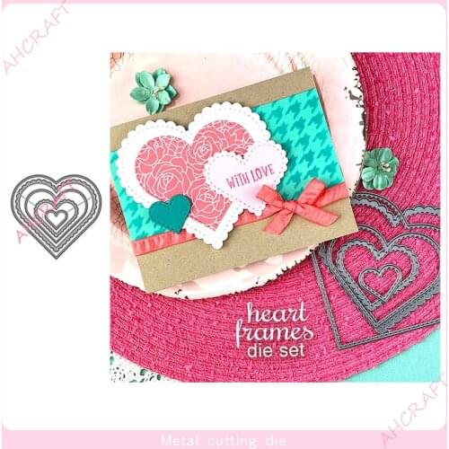 2021 New Heart Border Metal Cutting Dies DIY Scrapbooking Embossing Paper Photo Frame Stamps Craft Template Mould Stencils